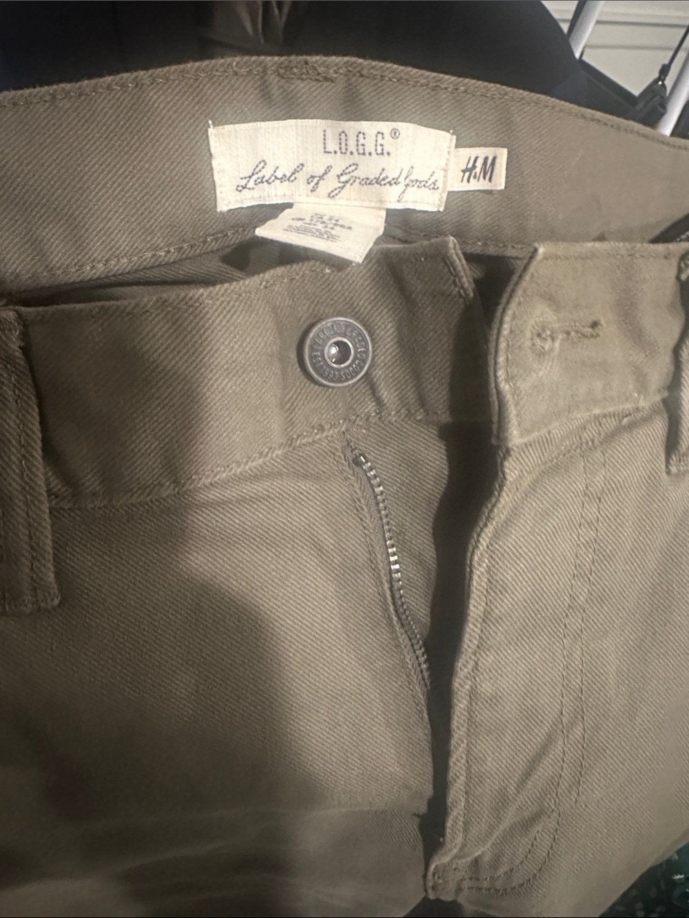 H&M slim fit L.O.G.G. Men's Olive Green Chinos